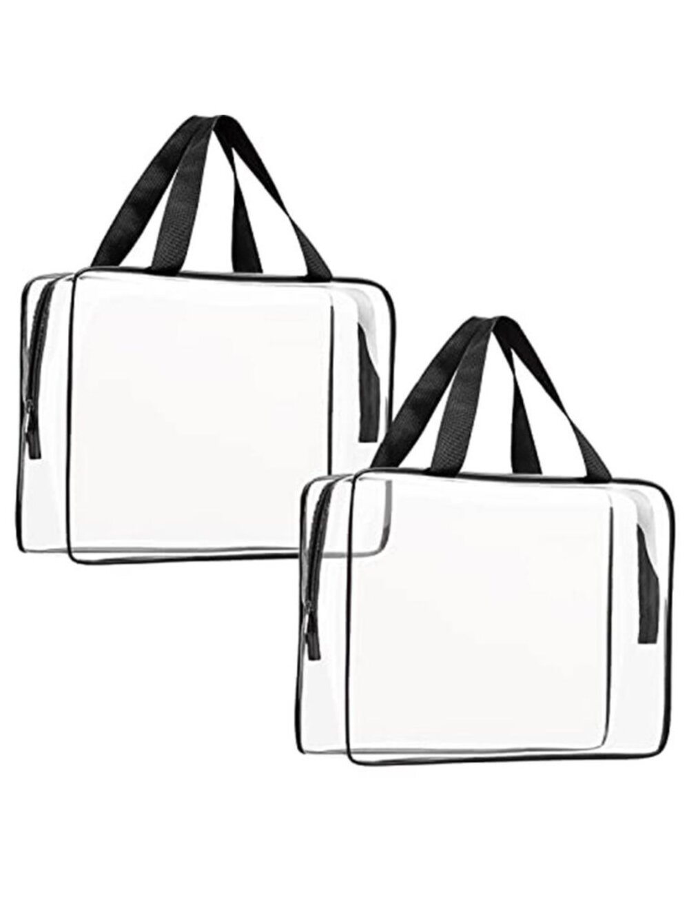 Clear PVC Travel Toiletry Bag Set Waterproof TSA Approved Cosmetic Pouch 2 Pack
